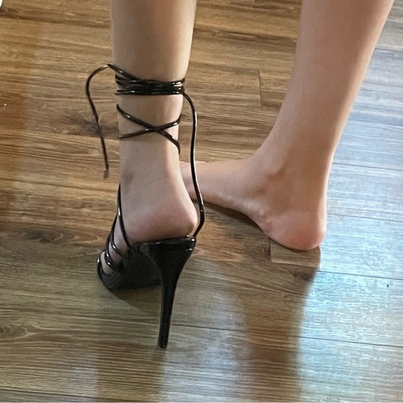 New Birthday Brunch Lace Up Black Heels - Picture 8 of 14